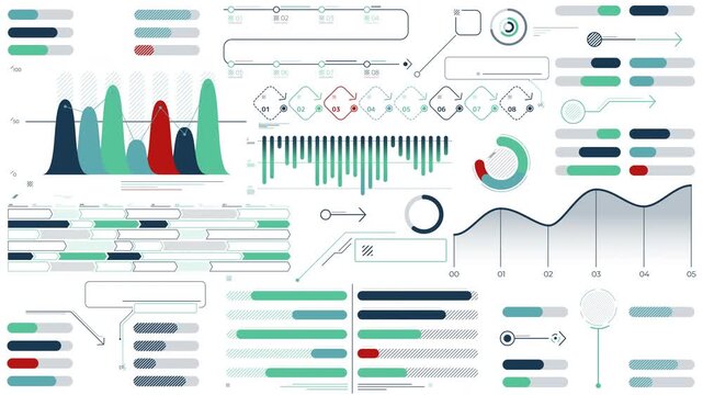 Pack of animated business charts and infographic elements