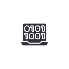 Database with binary code. Binary number icon over database symbolizing programming data, system code storage, and backend information processing.