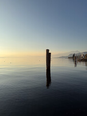 Sunset light over Lake Garda peacful waters, Italy