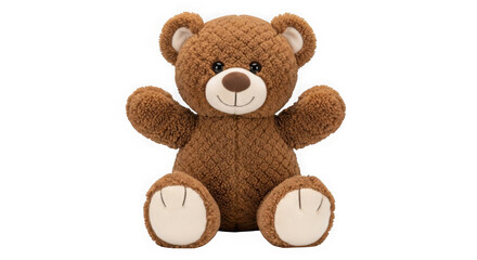 Obraz premium Cute brown plush teddy bear toy sitting with a friendly smile.