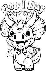 Cheerful Triceratops Dinosaur with Bow Tie and Necklace