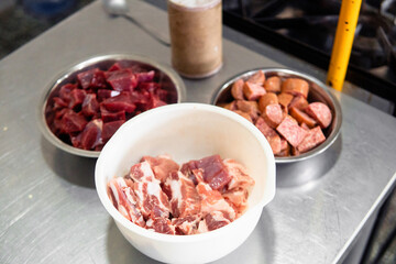Preparing ingredients for cooking class in kitchen