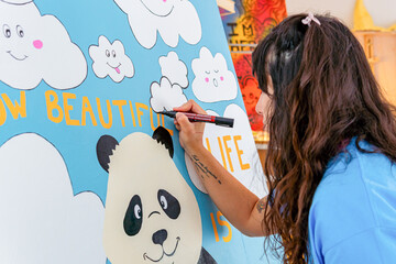 Artistic expression in a vibrant painting workshop