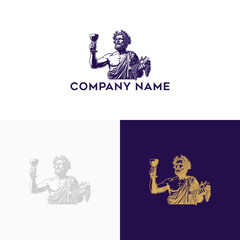 Elegant God Holding Goblet Logo for Wine or Greek-Themed Business