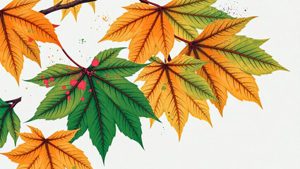 Vibrant autumn leaves illustration