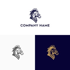 Fototapeta premium Equestrian Knight Logo Design for Business Identity Heraldry and Branding Concept with Horse