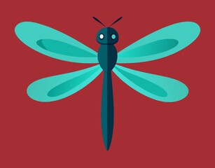 Stylized teal dragonfly