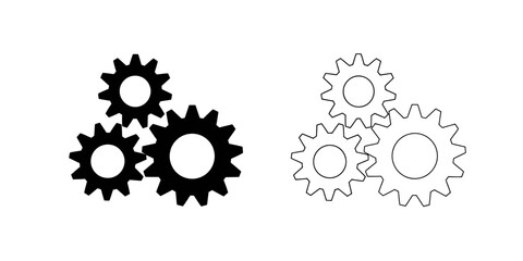 Illustration of black and white gears on a white background side by side