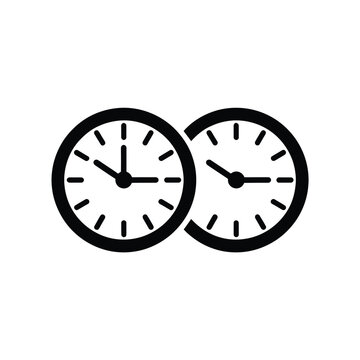 Two overlapping clocks indicate the concept of time management and scheduling.