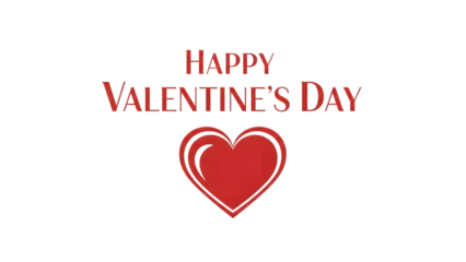 Happy valentines day red heart graphic isolated on transparent background