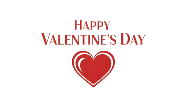 Happy valentines day red heart graphic isolated on transparent background