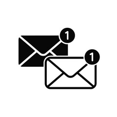 Two envelopes with notification badges indicating new mail or messages.