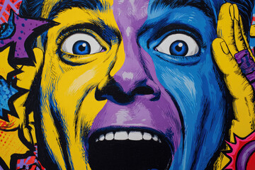 pop art panic face man funny