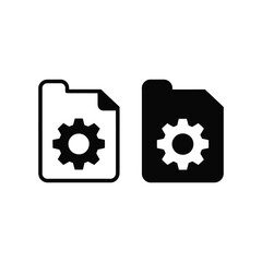 Two file folder icons with a gear symbol are displayed against a white background.