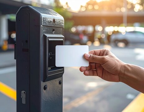 Parking Ticket Card Mockup in Gate Slot