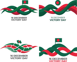 Bangladesh victory day celebration designs with waving flags and patriotic colors
