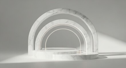 Marble arch display with concentric rings for product showcase
