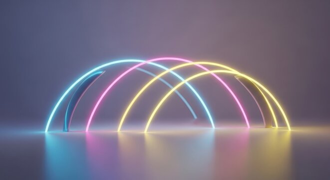 Colorful neon arches for futuristic design and abstract backgrounds - Powered by Adobe