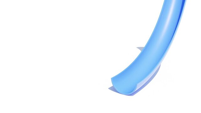 Yellow fur Harr ball rolling blue curve tube on white bg 4k