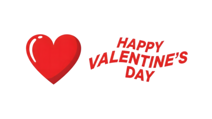 Red heart and happy valentines day isolated on transparent background