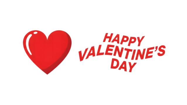 Red heart and happy valentines day isolated on transparent background