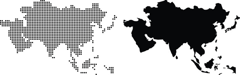 Hand made Asia map vector illustration showing a dotted and solid version useful for geographic and design projects By illustrator © Masud010