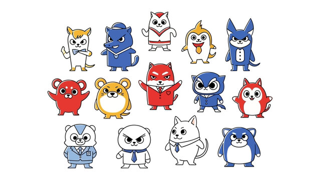 Cartoon Character Set: a vibrant collection of diverse cartoon characters, each with its unique personality, designed to ignite imagination and bring a spark of playfulness to any project.