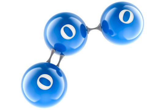 03 ozone, molecule. Blue color, transparent background