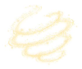 A luminous, golden swirl of sparkling light particles creates a magical, ethereal feel.