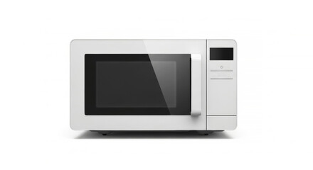 Obraz premium Modern white microwave oven with digital display on a white background