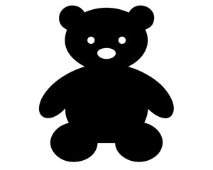teddy bear simple black silhouette vector 