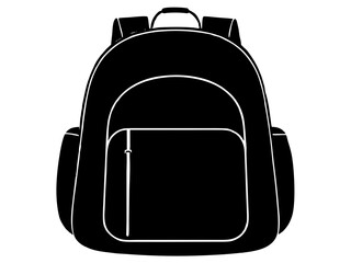 school backpack simple black silhouette vector 