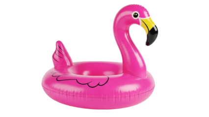 Inflatable pink flamingo pool float with vibrant design and wing detail