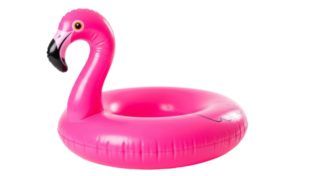 Bright pink flamingo inflatable pool float