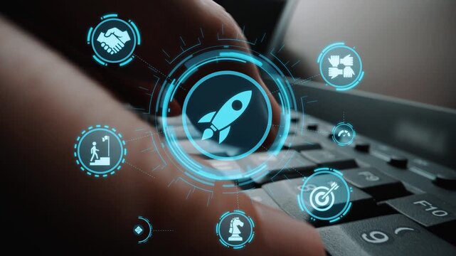 Startup launch and business growth concept, rocket symbolism, entrepreneurship, startup innovation, and early-stage success strategies for new business development and expansion. Funnel