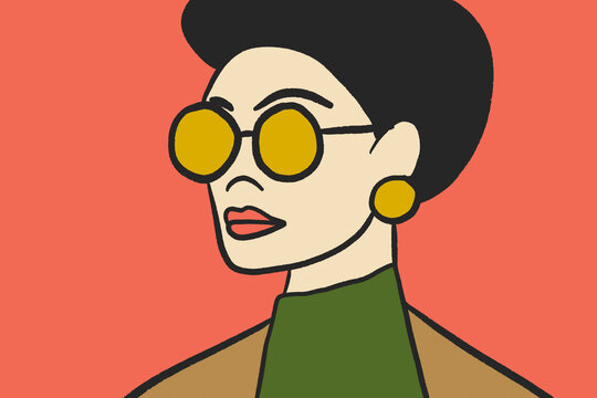 Contemporary woman portrait in vector style
