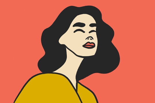 Minimalist portrait of woman in modern vector style