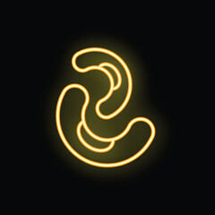 Obraz premium Glowing yellow neon sign depicting three cashew nuts, ideal for illustrating healthy snacks, vegan food, or exotic cuisine