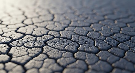 Cracked Earth Surface Pattern with Sunlight and Shadows