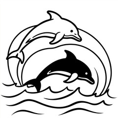 Cute dolphin swimming cartoon vector icon illustration animal nature icon isolated flat vector	