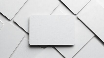 Blank textured white business cards mockup with rounded corners