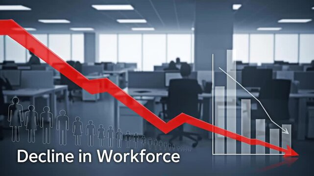 The decline in the workforce chart for the concept of economics and unemployment.