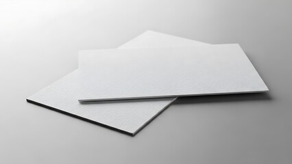 Textured white blank cards on grey background, minimalist design
