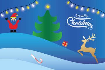 Merry Christmas sparkle blue banner design template. Christmas holiday background. Merry Christmas calligraphic design for winter holiday headers, banners, party poster. Vector illustration.