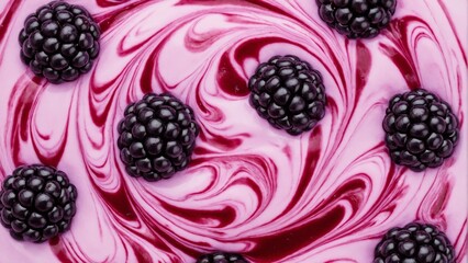 Blackberry swirl yogurt with pink and red texture