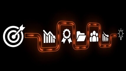 AI powered personalized E-Learning concept 4k animation on the transparent background. Online education, skill development and graduation. Motion graphics of E-learning idea.