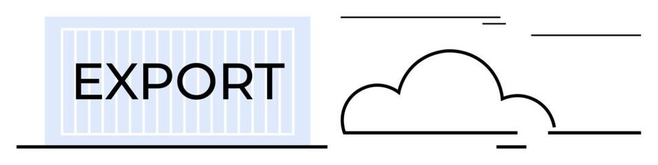 Export container beside cloud emphasizes international shipping, trade, and cloud-based logistics. Ideal for global commerce, supply chain, international economy, import-export, business, shipping