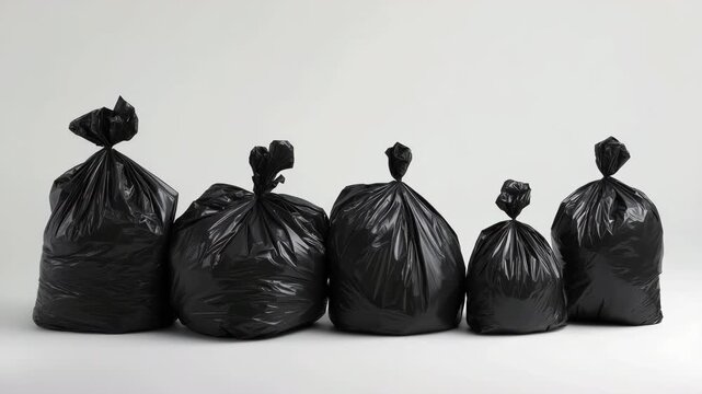 整然と並ぶ黒いごみ袋の群れ