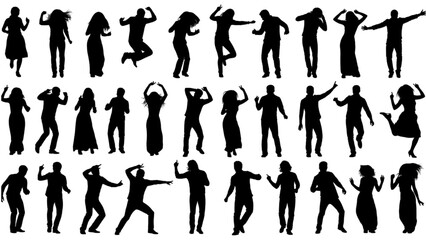 A Large Collection of Dynamic Human Silhouettes Dancing and Celebrating &ndash; CAD People Vector