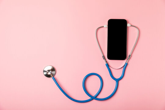 Stethoscope on the table. Medical instrument. Medical concept. Healthcare. Health Day.Doctor equipment. Cardiology. Heart disease.Lung diagnostics.Diagnosis of respiratory inflammation.Space for text - Powered by Adobe